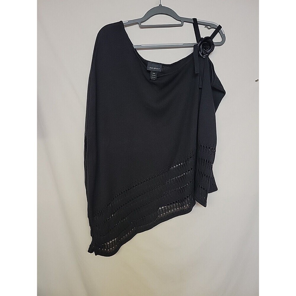 Lane Bryant Size 22/28 Black Rose One Shoulder Studded Sweater